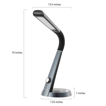 Milton 19" Aluminum Contemporary Minimalist Adjustable Head Dimmable USB Charging LED Task Lamp - JONATHAN Y